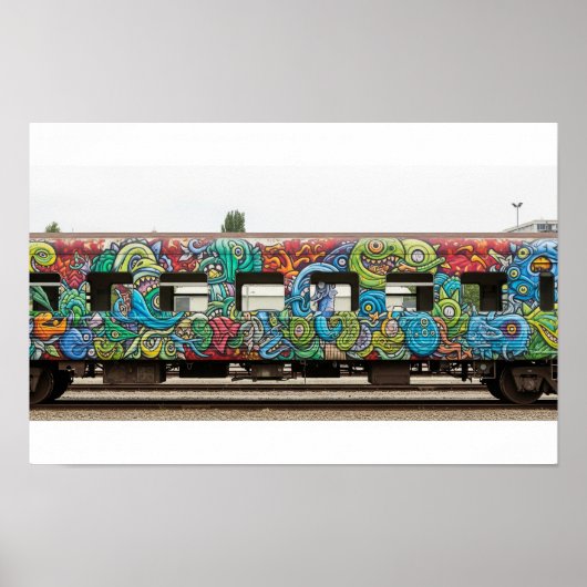 Trein auto Graffiti Muurschildering Poster (Voorkant)