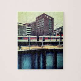 Trein, bij station Leeds. Legpuzzel