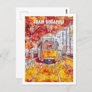 Trein Boedapest Hongarije Travel Place Waterverf Briefkaart