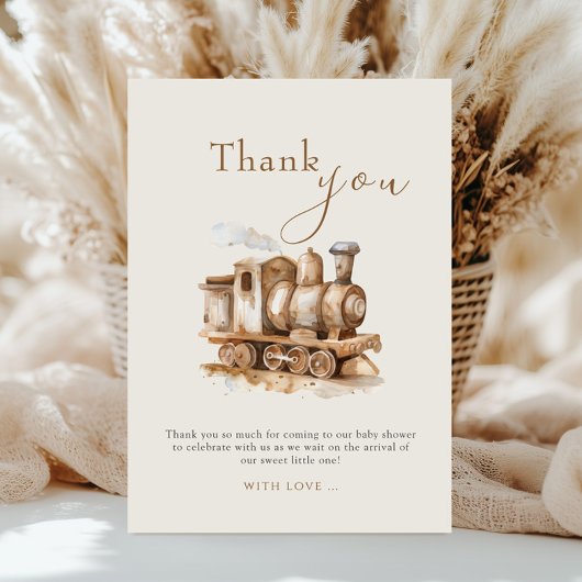 trein Boho Waterverf Baby shower Bedankkaart