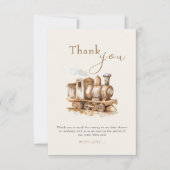 trein Boho Waterverf Baby shower Bedankkaart (Voorkant)
