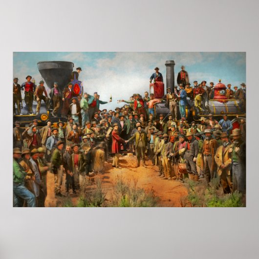 Trein - Burger - De champagnefoto 1869 Poster (Voorkant)