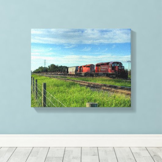 Trein Canadese Locomotief Canvas Afdruk (Insitu (Houten vloer))