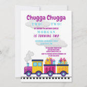 Trein Chugga Choo Cartoon Tweede Verjaardag Kaart (Voorkant)