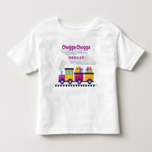 Trein Chugga Choo Cartoon Tweede Verjaardag Kinder Shirts (Voorkant)