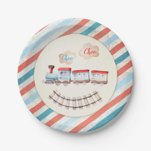  trein Chugga Choo Red Blue Boy Birthday Pa Papieren Bordje