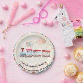  trein Chugga Choo Red Blue Boy Birthday Papieren Bordje (Feest)