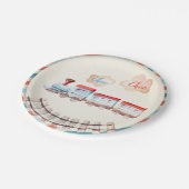  trein Chugga Choo Red Blue Boy Birthday Papieren Bordje (Gekanteld)