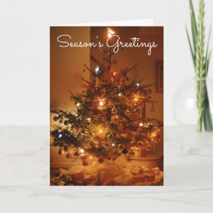 Trein & de Stad van de Vakantie van de kerstboom Feestdagen Kaart