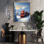 Trein die door een winterlandschap poster rijdt