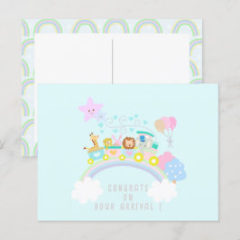 Trein Dieren Blauw Briefkaart