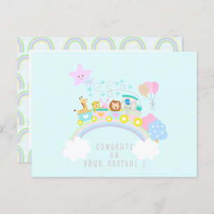 Trein Dieren Blauw Briefkaart