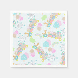 Trein Dieren Blauw Servet