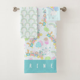 Trein Dieren Blauwe Baby Deken Bad Handdoek