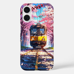 Trein door bloesems - Anime Spring Journey iPhone 16 Hoesje