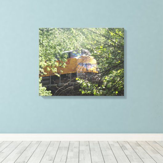 Trein door de bossen canvas afdruk (Insitu (Houten vloer))