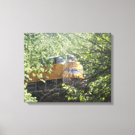 Trein door de bossen canvas afdruk