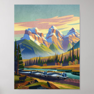 Trein door de Rocky-bergen Poster