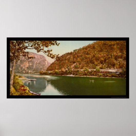 Trein door de waterkloof van Delaware 1900 Poster (Voorkant)