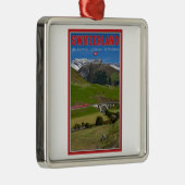 Trein door de Zwitserse Alpen Metalen Ornament (Rechts)