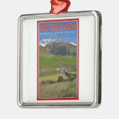 Trein door de Zwitserse Alpen Metalen Ornament (Links)