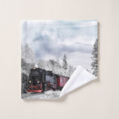 trein door het winterlandschap bad handdoek (Wasdoekje)