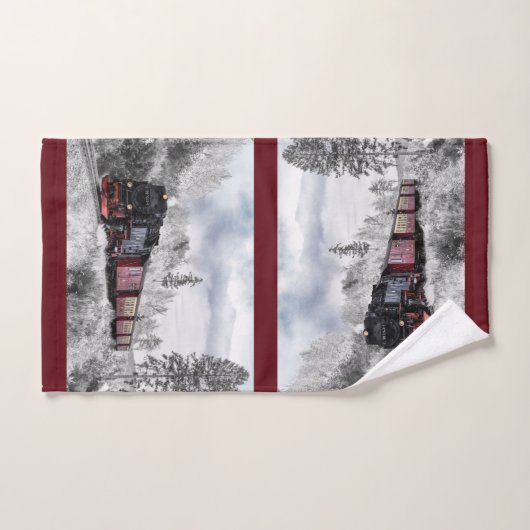 trein door het winterlandschap bad handdoek (Handdoek)
