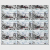 trein door het winterlandschap cadeaupapier (Vlak)