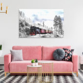 trein door het winterlandschap canvas afdruk (Insitu (Woonkamer))