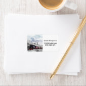  trein door het winterlandschap etiket (Insitu)