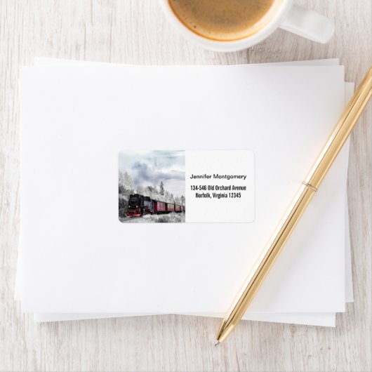 trein door het winterlandschap etiket (Insitu)