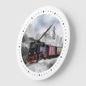 trein door het winterlandschap grote klok (Hoek)