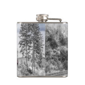 trein door het winterlandschap heupfles (Achterkant)