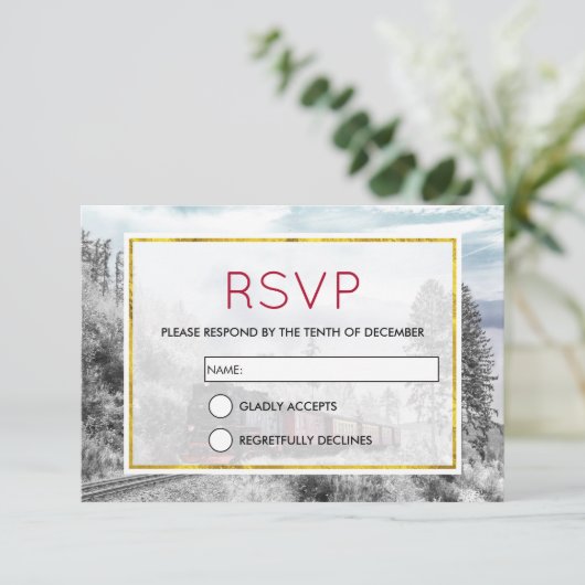 trein door het winterlandschap kaart (Staand voorkant)