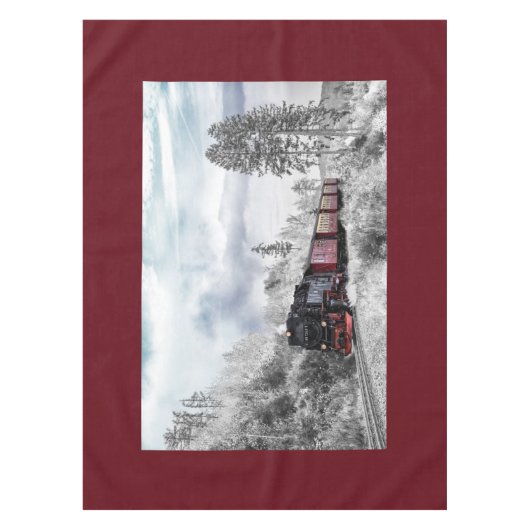  trein door het winterlandschap tafelkleed (Voorkant)