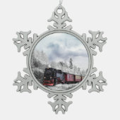 trein door het winterlandschap tin sneeuwvlok ornament (Voorkant)