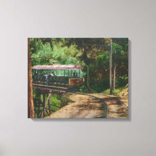Trein door Wooden CanyonMt. Lowe, CA Canvas Afdruk (Voorkant)