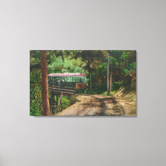 Trein door Wooden CanyonMt. Lowe, CA Canvas Afdruk (Voorkant)