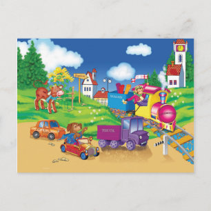 trein en auto briefkaart