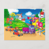 trein en auto briefkaart (Voorkant)