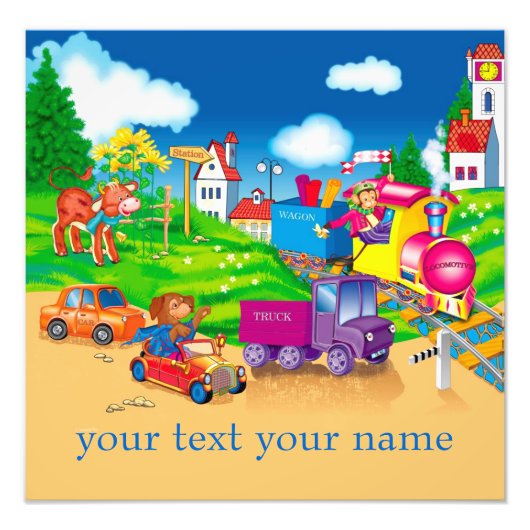 trein en auto foto afdruk (Voorkant)