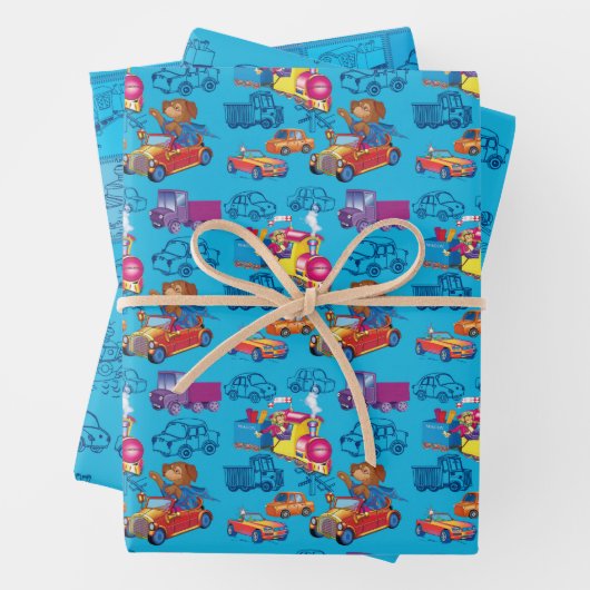 trein en auto inpakpapier vel (In situ)