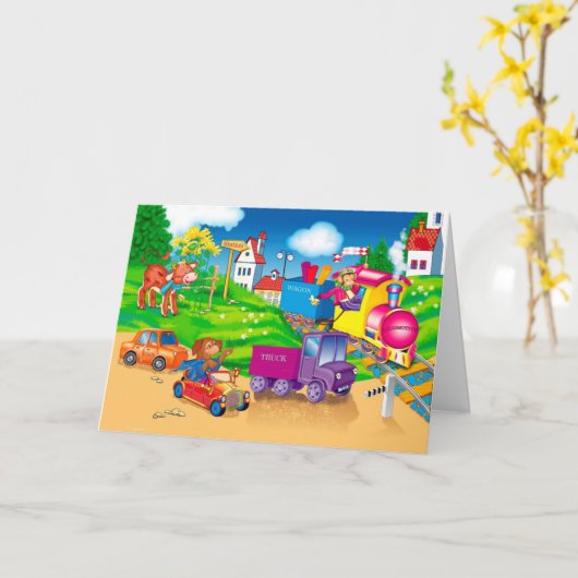 trein en auto kaart (Gele Bloem)