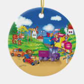 trein en auto keramisch ornament (Voorkant)