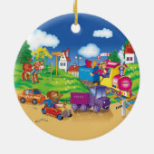 trein en auto keramisch ornament (Achterkant)