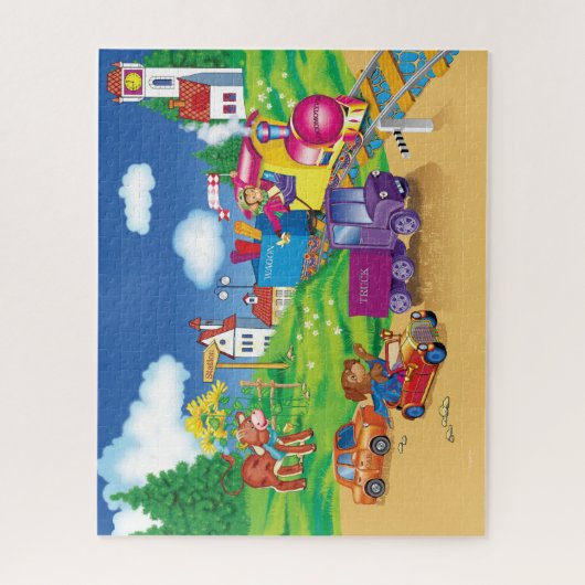 trein en auto legpuzzel (Verticaal)