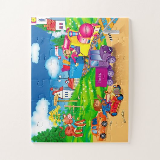 trein en auto legpuzzel (Verticaal)