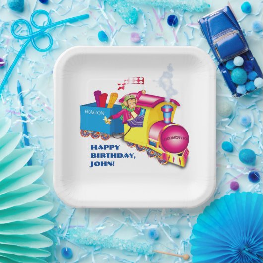 trein en auto papieren bordje (Feest)