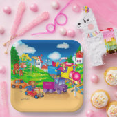 trein en auto papieren bordje (Feest)