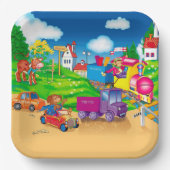 trein en auto papieren bordje (Voorkant)